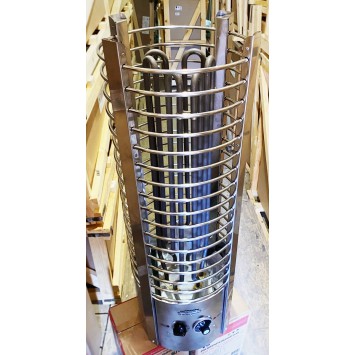 Электрокаменка ЭКМ 6 кВт "Tower - Башня" со встроенным терморегулятором и таймером  (нержавеющая сталь)